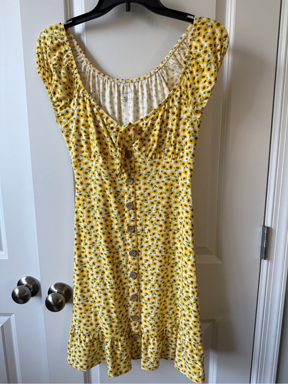 No Boundaries Yellow Floral Button-Front Sundress